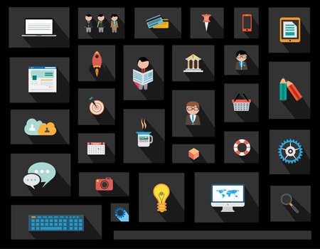 Flat Style UI Icons to use for your business project, marketing promotion, mobile advertising, research and analytics.のイラスト素材