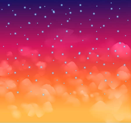 A magical Nigh sky with stars and delecate clouds. Idea for Chsritmas background and festive posters.のイラスト素材