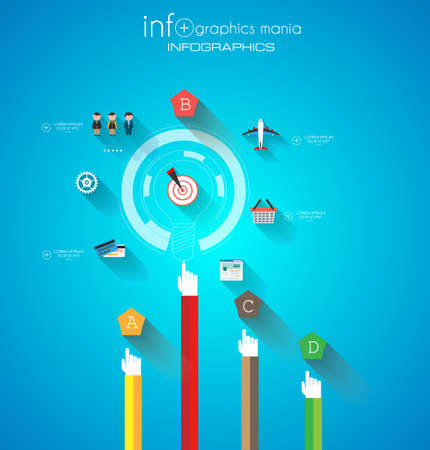 Flat UI design concepts for unique infographics, seo, web template branding. Concepts eòements for web banners and brochure or covers.のイラスト素材