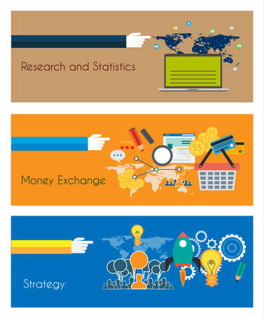 Flat UI design concepts for unique infographics, seo, web template branding. のイラスト素材