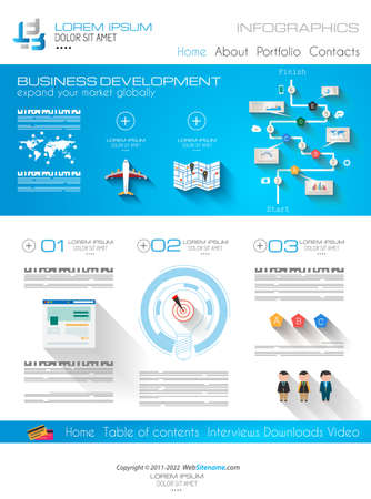 Attractive Modern Web Template with flat UI elements. Ideal for Business layout and high tech sitesのイラスト素材