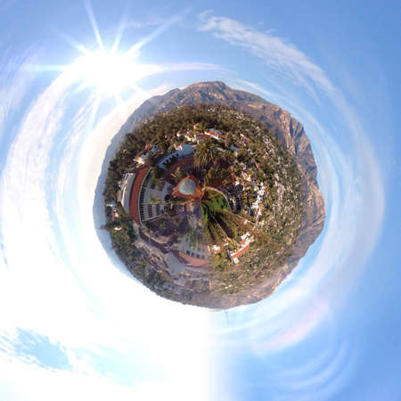 Abstract globe with a natural landscape viewの素材