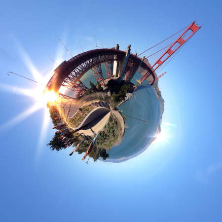 Abstract globe with a natural landscape viewの素材