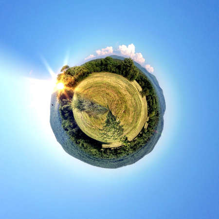 Abstract globe with a natural landscape viewの素材
