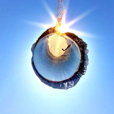 Abstract globe with a natural landscape view
