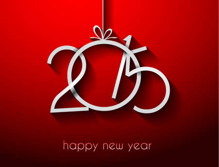 Original 2015 happy new year modern background with flat style text and soft shadows.のイラスト素材