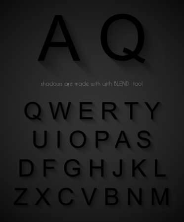 Classic alphabet with modern long shadow effect. Shadows has been made with blend and transparency so can be copied and paste on every background.のイラスト素材