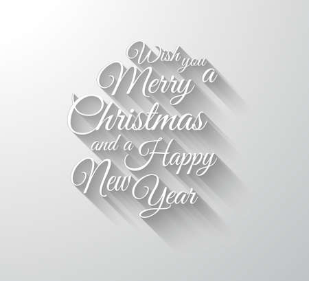 Merry Chrstimas Retro Typography slogan with long shadows. Shadows are transparent so ready to copy on every surface.のイラスト素材