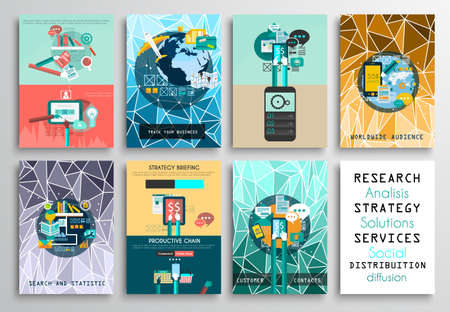 Set of Flyer Design, Web Templates. Brochure Designs, Technology Backgrounds. Mobile Technologies, Infographic  ans statistic Concepts and Applications covers.のイラスト素材