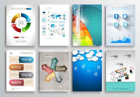 Set of Flyer Design, Web Templates. Brochure Designs, Technology Backgrounds. Mobile Technologies, Infographic  ans statistic Concepts and Applications covers.のイラスト素材