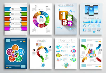 Set of Flyer Design, Web Templates. Brochure Designs, Technology Backgrounds. Mobile Technologies, Infographic  ans statistic Concepts and Applications covers.のイラスト素材