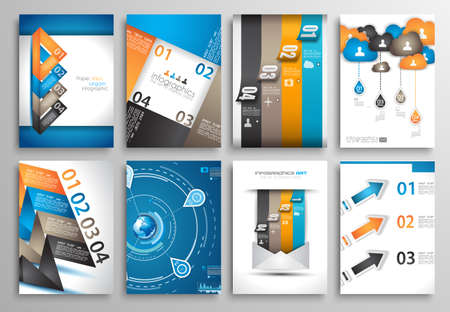 Set of Flyer Design, Web Templates. Brochure Designs, Technology Backgrounds. Mobile Technologies, Infographic  ans statistic Concepts and Applications covers.のイラスト素材