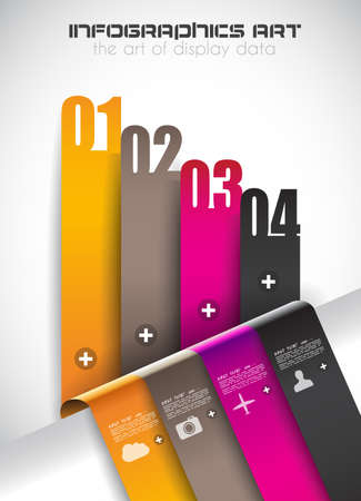 Infographic template with papaer stripes for Item ranking. Ideal to use for marketing studies display, features ranking, strategy illustrations, seo optimization and social media.のイラスト素材