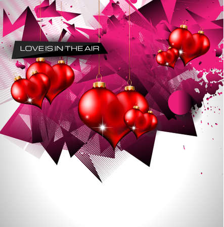 Happy Valentine's Day background with lovely Hearts. Ideal for brochure, invitation cards, dinnev menu covers, advertisment and poster.のイラスト素材