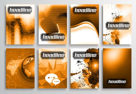 Set of Flyer Design, Web Templates. Brochure Designs, Technology Backgrounds. Mobile Technologies, Infographic  ans statistic Concepts and Applications covers.のイラスト素材