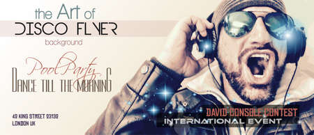 Disco Night Club Flyer layout with DJ shape and music themed elements to use for Event Poster, Club...