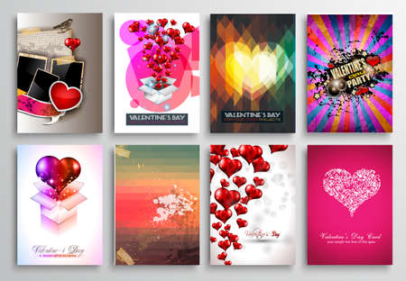 Set of Valentines Flyer Design, Invitation Cards Templates. Brochure Designs, Love Backgrounds. magazine covers or lover affair themed pages.のイラスト素材