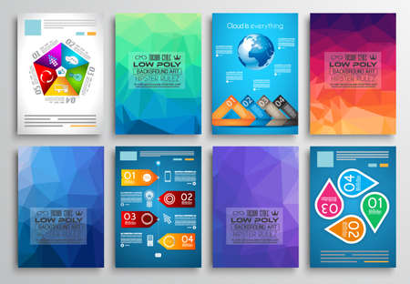 Set of Flyer Design, Web Templates. Brochure Designs, Technology Backgrounds. Mobile Technologies, Infographic  ans statistic Concepts and Applications covers.のイラスト素材