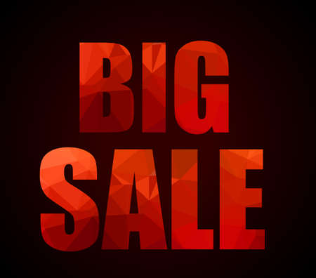 Big Sale promotional slogan with Low Poly letter textures for your sale flyers, advertisement brochures, shops promotional events and black fridays or seasonal sales.のイラスト素材