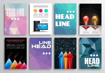 Set of Flyer Design, Infographics Brochure Designs, Technology Backgrounds. Mobile Technologies, Teamworksand statistic Concepts and Applications covers.のイラスト素材