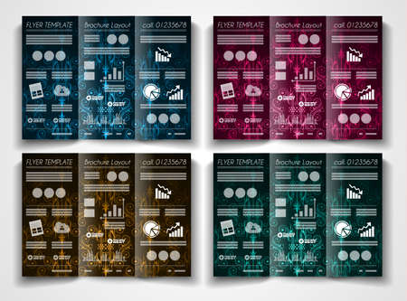 Vector tri fold brochure template design or flyer layout to use for business applications, magazines, advertising, product sheets, item notes, event flyers or meeting invitations.のイラスト素材