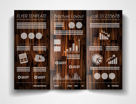 Vector tri fold brochure template design or flyer layout to use for business applications, magazines, advertising, product sheets, item notes, event flyers or meeting invitations.のイラスト素材