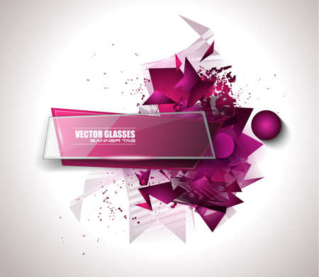 Glass Banner with Abstract Shape and glossy effect with transparent shadows. Idea to use as adtertisement panel, infographic backgrpund, item showcase and so onのイラスト素材