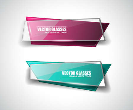 Glass Banner with Abstract Shape and glossy effect with transparent shadows. Idea to use as adtertisement panel, infographic backgrpund, item showcase and so onのイラスト素材