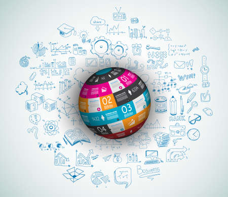 Flat Style Concept for Social Media, Agenda organization and digital marketing fusiness oriented. Ideal for printed material, lfyer, brochures or web banners.のイラスト素材