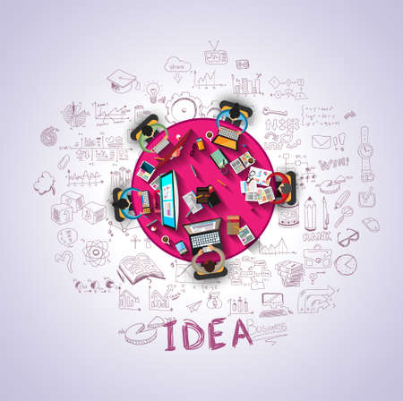 Flat Style Design Concepts for business strategy and career. Ideal for corporate brochures, flyers, digital marketing, product or idea presentations, web banners and so on .のイラスト素材