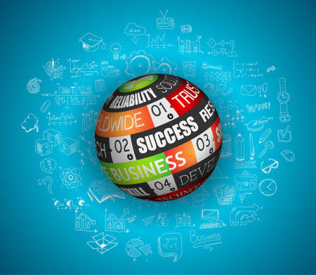 flat design and hand drawn concepts for business success, finance, growth,management, finantial assets, career, employment Ideal to use for web banner and printed materials such as brochure and flyers.のイラスト素材