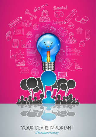 Teamwork Brainstorming communication concept art. People communicating around the globe with a lot of ideas and possible solutionsのイラスト素材