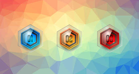 Infographic Abstract template with 4 choices glass buttons with shiny effect. Ideal for marketing and printed material, product classifications, ranking, business solutionsのイラスト素材