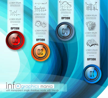 Infographic Abstract template with multiple choices glass buttons with shiny effect. Ideal for marketing and printed material, product classifications, ranking, business solutionsのイラスト素材