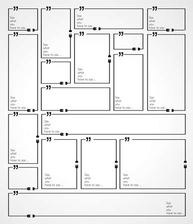 Quotation Mark Frame with Flat style and space for text. Modern template layout for phrases citation, famous quotations, ideas, advertising, printed material and so on.のイラスト素材