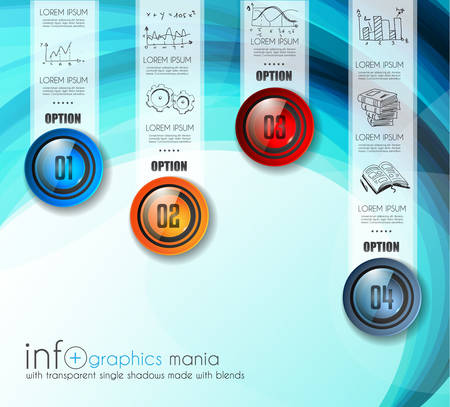 Infographic Abstract template with multiple choices glass buttons with shiny effect. Ideal for marketing and printed material, product classifications, ranking, business solutionsのイラスト素材