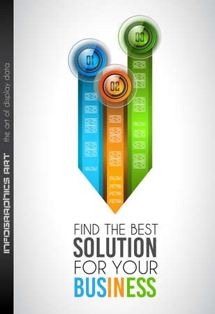 Best Business Solution Infographic Layout Template for data and information analysis with a number of solutions available. Ideal for product presentation, item ranking, ideas evaluation and so on.のイラスト素材