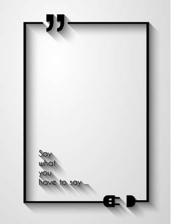 Quotation Mark Frame with Flat style and space for text. Modern template layout for phrases citation, famous quotations, ideas, advertising, printed material and so on.のイラスト素材