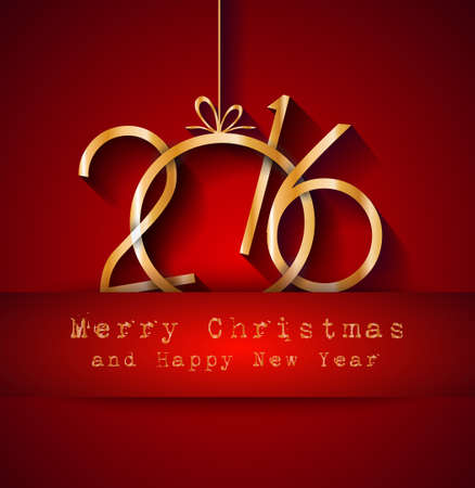 2016 Christmas and Happy New Year Party flyer. Complete layout with space for text for your dinner invitation, xmas parties or new year's eve party flyer.のイラスト素材