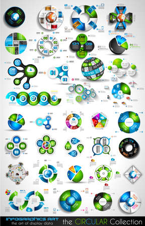 Circular Infographics BIG collection for your graphs, product ranking, items classification, business presentation, high tech flyers or brochures.のイラスト素材