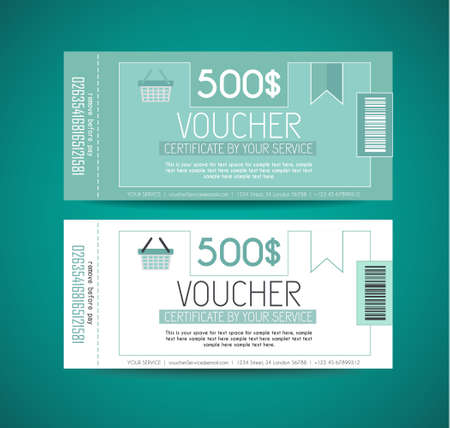 Voucher Gift Card layout template for your promotional design. Space and fields for text, front and back provided.のイラスト素材