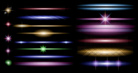 Vector Sparkle Collection with a lot of different Shapes: circolar lightning , point of lights, sparkle bars, cross sparkles. Ready to copy and past on whatever backgroundのイラスト素材