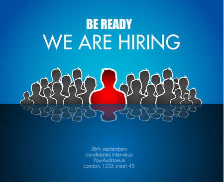 We Are Hiring background for your hiring posters and flyer. Simple and clean design with a lot of human shapes and space for your job details.のイラスト素材