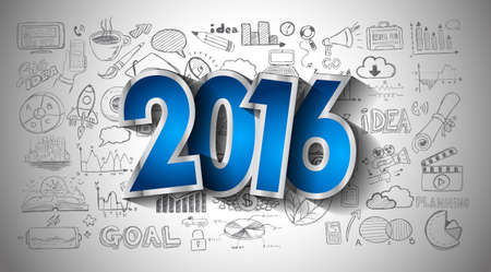 2016 Business Conceptual creative drawing business success strategy plan ideas concept,...