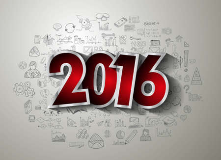 2016 Happy New Year and Merry Christmas Background for Seasonal Greetings Cards, Parties Flyer,...
