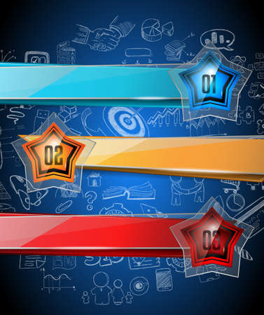 Infographics complex layout with option buttons and hand drawn sketch background for data and information analysis with a number of solutions available. Ideal for product presentation, item ranking, ideas evaluation and so on.のイラスト素材