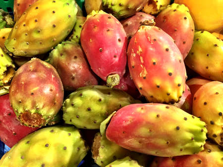 Close up of a big box of prickllies at the super market in vegetables section.の写真素材