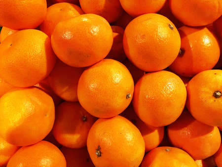 Close up of a big box of Oranges at the super market in vegetables section.の写真素材