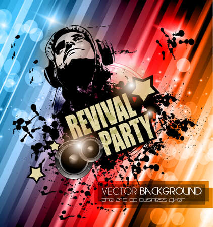 Club Disco Flyer template with Music Elements , Colorful Scalable backgrounds and space for Text. Ideal for Dancing Event posters or for printed promotional materials.のイラスト素材