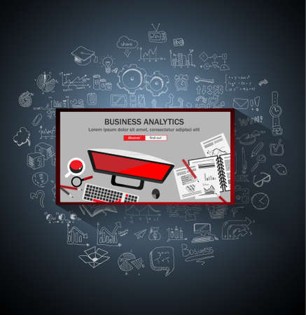 Flat Style Design Concepts for business strategy and career. Ideal for corporate brochures, flyers, digital marketing, product or idea presentations, web banners and so on .のイラスト素材